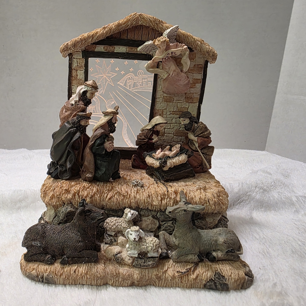 Nativity Scene Figurine with‎ Animals, Lights and Music, Plays Silent Night